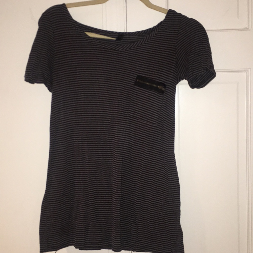 Striped urban outfitters shirt with zipper derail
